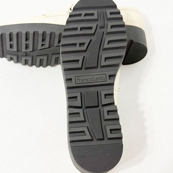 Franco Sarto NWOB Sz 8 Putty /Off White Cassandra Glossy Penny Loafers - Picture 4 of 8